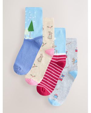 Next Christmas Peter Rabbit Licensed Ankle Socks 4 Pack - Pink