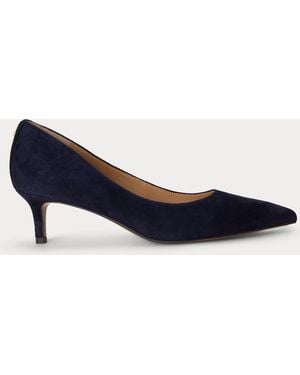 Ralph Lauren Adrienne Suede Kitten Heel Point Toe Pumps - Blue