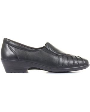Pavers Ladies Wide Fit Leather Slip-On Shoes - Gray