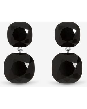 Jon Richard Rhodium Plated Jet Statement Stone Drop Earrings - Black