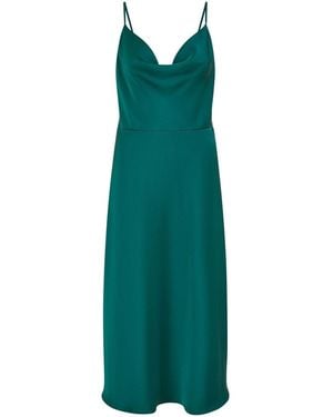 Yumi' Satin Cowl Neck Midi Dress - Green