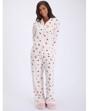 Boux Avenue Long Sleeve Fleece Pajamas - White