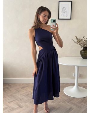 Style Cheat Jasmine One Shoulder Printed Midi Dress - Blue