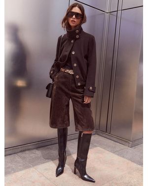 Lipsy Chocolate Wool Look Funnel Neck Jacket - Purple