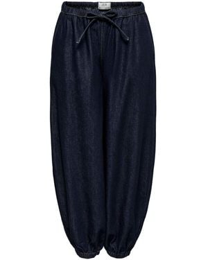 Jdy Rinse Denim Tie Waist Balloon Trousers - Blue