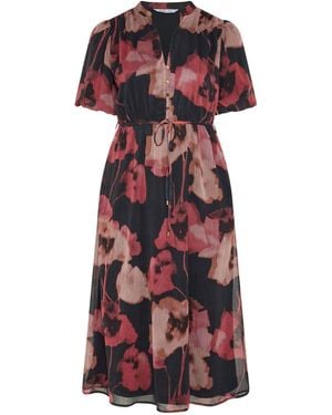 Yours Curve London Puff Sleeve Shirt Dress - Red