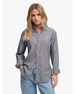 Superdry Slim Oxford Button Down Long Sleeve Shirt - Grey