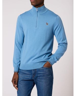 Paul Smith Paul Smith Zebra Logo Zip Neck Sweater - Blue