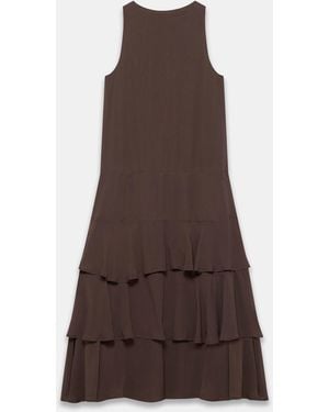 Mint Velvet Ruffle Midi Dress - Brown