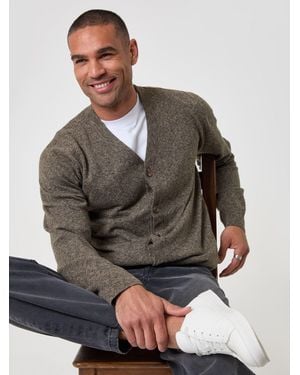 Threadbare Jersey Stitch Button Up Cardigan - Gray