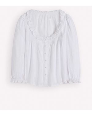 Boden Scoop Neck Ruffle Top - White