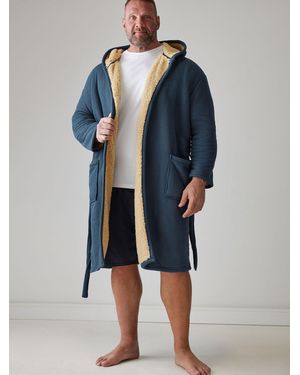 BadRhino Big & Tall Waffle Borg Lined Dressing Gown - Blue