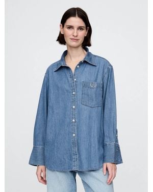 Gap Ultrasoft Denim Big Shirt - Blau