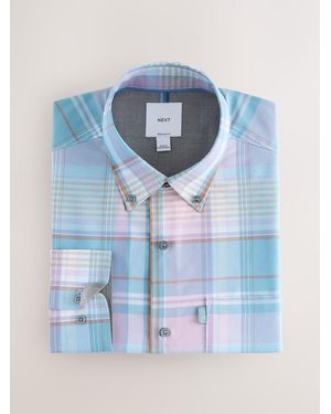 Next Regular Fit Easy Iron Button Down Oxford Shirt - Blue