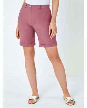 Roman Turned Hem Stretch Shorts - Pink