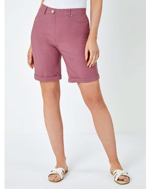 Roman Turned Hem Stretch Shorts - Pink