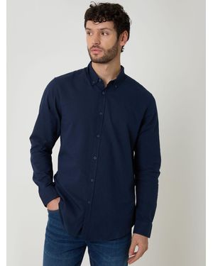 Threadbare Oxford Long Sleeve Shirt - Blue