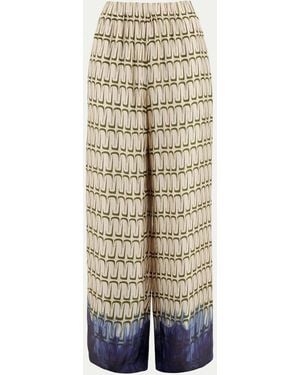 Jigsaw Geo Relaxed Satin Pants - Natural