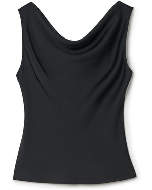 ANOTHER SUNDAY Satin Sleeveless Cowl Cami Top - Black