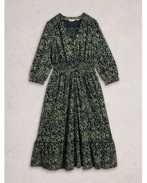 White Stuff Jonie Shirred Dress - Green