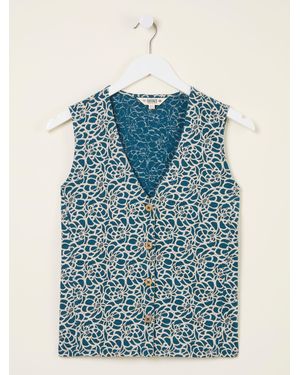 FatFace Fatface Joni Shibori Jersey Waistcoat - Blue