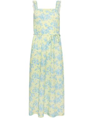 PixieGirl Petite Ditsy Ruched Strap Maxi Dress - Green