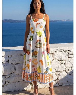 Roman Petite Fruit Print Strappy Midi Dress - Blue