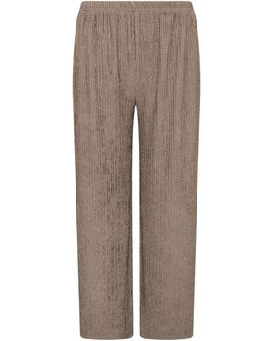 M Com Petite Textured Wide Leg Pants - Brown