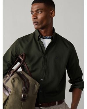 Hackett Tailored Fit Garment Dyed Oxford Shirt - Brown