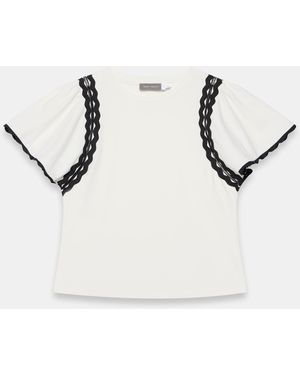 Mint Velvet Cotton Blend Ric Rac Detail Top - Natural