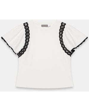 Mint Velvet Cotton Blend Ric Rac Detail Top - Natural