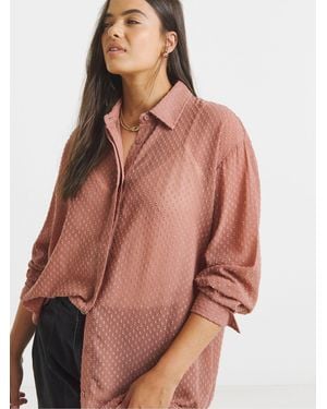 Simply Be Dobby-Hemd Mit Strukturierter Oberfläche Und Bowdetail - Braun