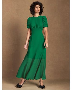Ro & Zo Belle Sheer Skirt Puff Sleeve Dress - Green