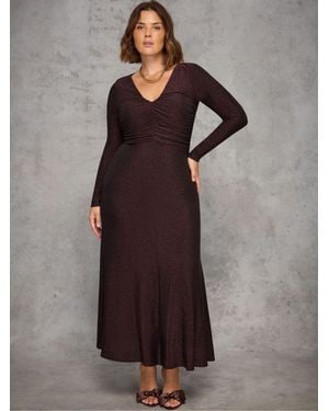 Live Unlimited Ruched Jersey Dress - Brown