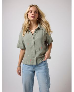 Scamp & Dude Cheesecloth Embroidered Shirt - Green