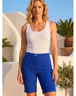 Roman Turned Hem Stretch Shorts - Blue