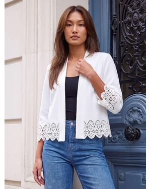 Roman Crepe Cut Out Jacket - Blue