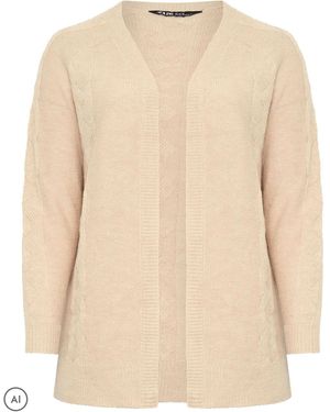 Yours Curve Cable Knit Throw On Cardigan - Natural