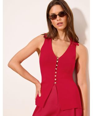 Lipsy Collared V-Neck Peplum Knit Waistcoat