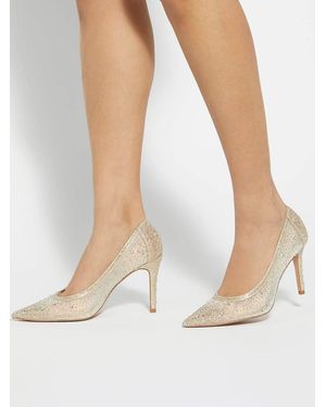 Dune Wide Fit Brightest Embellished Hotfix Court Heels - White
