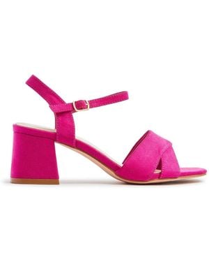 Linzi Vivian Wide Fit Heeled Sandals With Crossover Front Strap - Pink