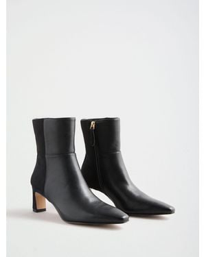 Love & Roses Faux Leather Mid Heeled Ankle Boots - White