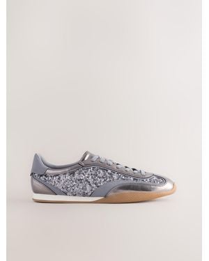 Next Pewter Forever Comfort Slim Sole Embroidered Sneakers - Gray