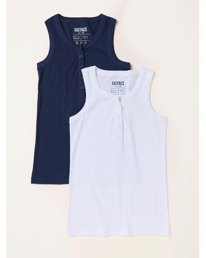 FatFace Rachel/ 2 Pack Rib Vests - Blue