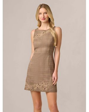 Adrianna Papell Metallic Plaid A-Line Dress - Natural