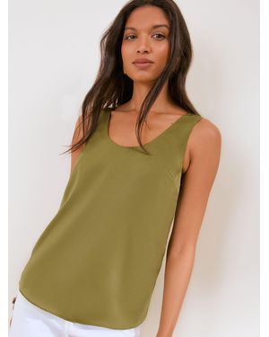 Friends Like These Satin Scoop Neck Vest Top - Green