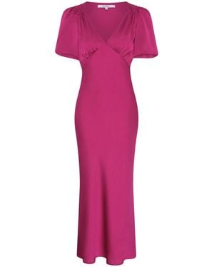 OMNES Rosie Ruched Puff Sleeve Dress - Pink