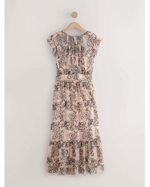 Next Lace Tiered Occasion Maxi Dress - Natural