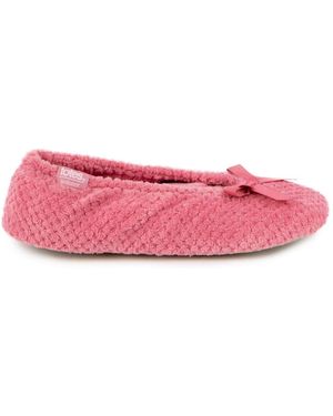 Totes Terry Ballet Slippers With Cushioned Comfort - Pink