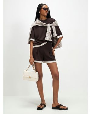 River Island Premium Pleat Front Color Block Shorts - Black